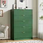 Furniway Green Dresser for Bedroom, Modern Dresser with 5 Drawers and Smooth Slides, Wide Chest of Drawers with Golden Handles for Bedroom, Living Room, Closet, 15.7" D x 31.5" W x 47.2" H by Furniway