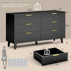 Wood Tall 6 Drawers Dresser, 53.2" W Fluted Modern Dressers for Bedroom - Image 2