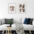 Hongkee 11x14 Picture Frame Set of 4, Made of Glass and Distressed White Wooden Frame, Display 8x10 Pictures with Mat or 11 x 14 Posters without Mat for Wall Mounting, Gallery Photo Frames - Image 4