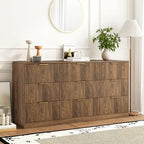 9 Drawer Fluted Dresser for Bedroom with Deep Drawers, Walnut丨63 Wide Wood Dresser, Large Chest of Drawers, Modern Long TV Stand, Storage Cabinet Side Table for Living Room, Hallway by Provideyouwithbestproduct%EF%BC%81