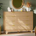 Xixini Fluted Dresser with 8 Drawers, 54" Wide Modern Chest of Drawers with Metal Handle, Wooden Dresser TV Stand, Wood Closet Clothes Storage Organizer for Bedroom, Living Room, Hallway, Natural Oak by Xixini