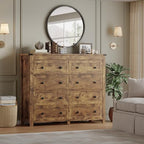 BORNOON Tall 8-Drawer Dresser, Modern Wooden Storage Chest of Drawers, Dresser TV Stand, Wood Drawer Organizer with Metal Handles for Bedroom, Living Room, Hallway - Image 6