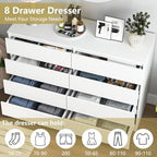 Spaco White 8 Drawer Dresser for Bedroom,Modern Deep Drawer Dresser,Wide Storage Chest of Drawer for Closet,Wood Storage Organizer Furniture for Living Room - Image 4