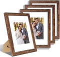 Hongkee 9x12 Picture Frame Set of 4, Made of Glass and Rustic Brown Wooden Frame - Display Picture 6x8 with Mat or 9 x 12 Without Mat, 9 by 12 Photo for Wall or Tabletop by Hongkee