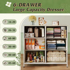WLIVE Dresser for Bedroom with 6 Drawers, Light Grey - Image 5
