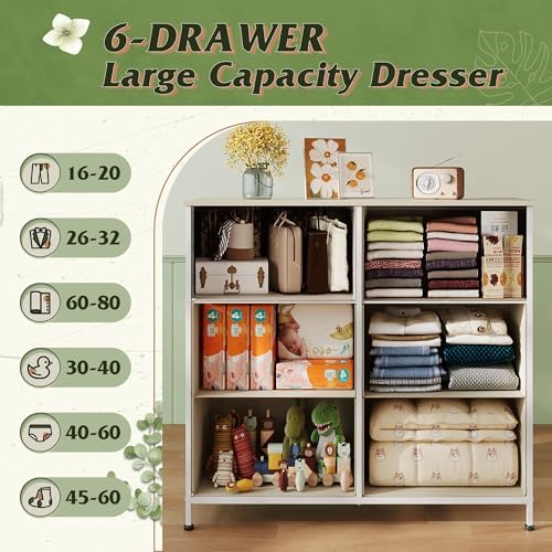 WLIVE Dresser for Bedroom with 6 Drawers, Light Grey - Image 5