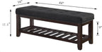 24KF Large Rectangular Upholstered Tufted Linen Ottoman Bench, Padded Bench - Image 2