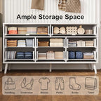 Fluted Dresser for Bedroom with 8 Drawers, Wooden Dresser with Metal Handle, White Dresser for Bedroom, Wood Closet for Hallway, Modern Storage Organizer for Living Room BDR104WW - Image 5