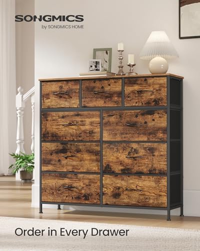 SONGMICS Dresser for Bedroom, Wide Dresser with 9 Fabric Drawers - Image 3