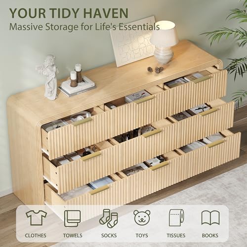 Decofy Fluted 9 Drawers Dresser, 63'' Wide Chest of Drawers for Bedroom - Image 3