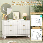 Wodeer 7 Drawer Fluted Dresser for Bedroom, Mid Century Modern Dresser with 7 Drawers, Dressers & Chests of Drawers with Metal Handle, TV Stand & Storage Organizer for Entryway, Hallway, White - Image 6