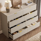 MAISONARIA Beige Dresser for Bedroom, 8 Drawer Double Dresser, Modern Chest of Drawers for Bedroom, Living Room, Entryway and Closet, 55" L x 15.7" D x 37.4" H - Image 3