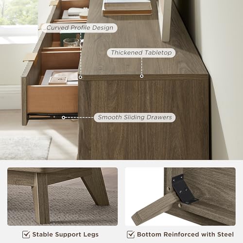 T4TREAM 54" Wide Fluted 9 Drawer Dresser for Bedroom, Grey Alder - Image 6