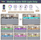 Gyfimoie 12-Compartment Divided Drawer Dresser w/Power Outlet, LED Light - Image 4