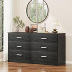 Bigbiglife Wood Dresser for Bedroom, 6 Drawer Double Dresser, Modern Chest of Drawers with Deep Drawers, Large Storage Organizer for Living Room, Closet (Black) by Bigbiglife