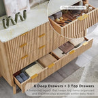 T4TREAM 54" Wide Fluted 9 Drawer Dresser for Bedroom, Natural Oak - Image 5