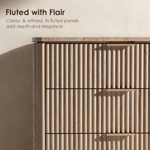 Fluted 8 Drawer Dresser for Bedroom, 54"W Wooden Dressers & Chest of Drawer - Image 3