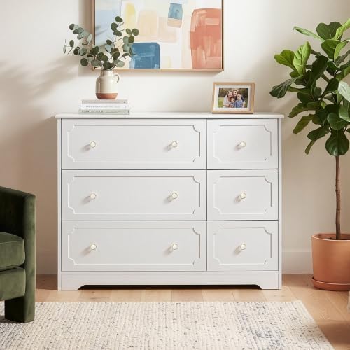 Karl home 6 Drawers White Dresser, Tall Wood Chest for Bedroom - Image 2