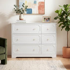 Karl home 6 Drawers White Dresser, Tall Wood Chest for Bedroom - Image 2