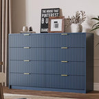 MAISONARIA Navy Dresser for Bedroom, 8 Drawer Double Dresser, Modern Chest of Drawers for Bedroom, Living Room, Entryway and Closet, 55" L x 15.7" D x 37.4" H by MAISONARIA