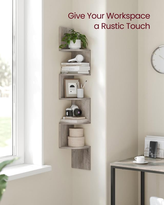 VASAGLE Corner Shelf Wall Mount, 5-Tier Floating Corner Bookshelf - Image 5
