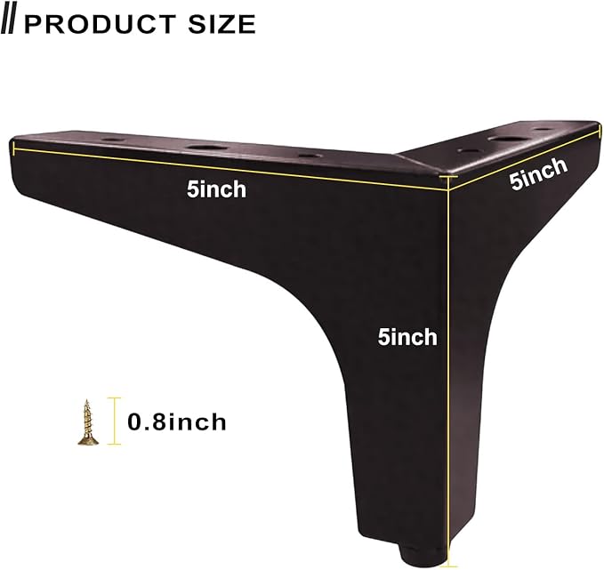 AODIOU Furniture Legs Brown Metal feet: Cabinet Legs 4 Inch Vintage Sofa - Image 2