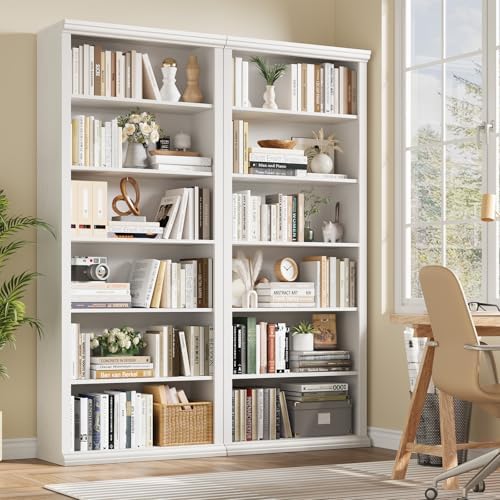 Rresyet Bookcase and Bookshelves, 28" W Tall Bookshelf, White - Image 5
