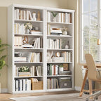 Rresyet Bookcase and Bookshelves, 28" W Tall Bookshelf, White - Image 5