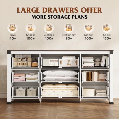 WLIVE 9 Drawer Dresser White, Wide Chest of Drawers & SGS-Tested Anti-Tip - Image 4