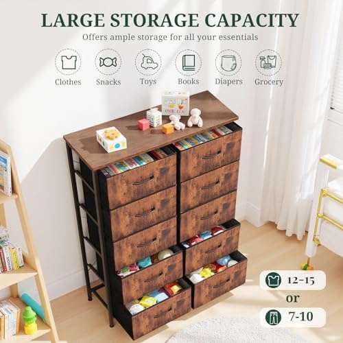 10-Drawer Dresser for Bedroom, Anti-Tip Tall Storage Organizer - Image 5