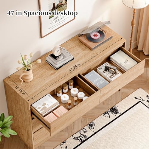 Chrangmay 6 Drawer Dresser,47.24" Wide Mid Century Chest of Drawers,Wooden Bedroom Drawer Dresser with 6 Storage Drawers for Bedroom,Living Room,with Anti-Tipping Device, Wood - Image 7