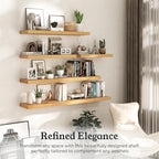 30" Natural Oak Color Floating Shelves 12inch Deep Shelf, Set of 2 - Image 4