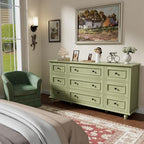 Scurrty Green 9 Drawer Dresser, Large Chest of Drawers for Closet Storage - Image 4