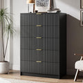 MAISONARIA 5 Drawer Dresser for Bedroom, Tall Dresser Chest of Drawers with Gold Handles, 32 Inch Wide Nightstand with for Bedroom, Living Rooms, Offices, and Entryways, Black by MAISONARIA
