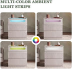 Modern Nightstand with Charging Station,Fluted 3 Drawers,White Oak Finish - Image 6