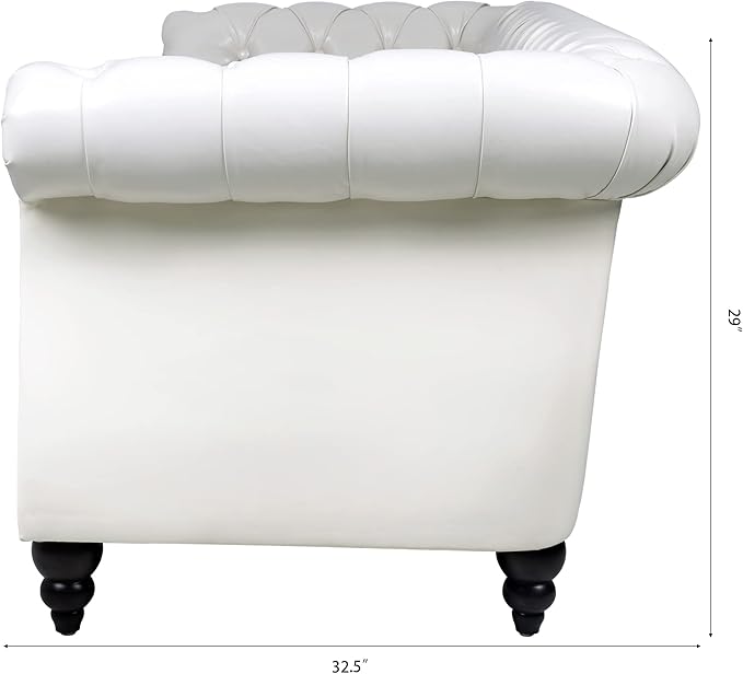 LEVNARY Chesterfield Sofa, Classic Tufted Upholstered Leather Couch, Modern 3 - Image 5