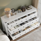 BORNOON 9-Drawer Dresser, Modern Wooden Storage Chest of Drawers, Dresser TV Stand, Wood Drawer Organizer with Metal Handles for Bedroom, Living Room, Hallway - Image 4