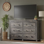 BORNOON 6-Drawer Dresser, Modern Wooden Storage Chest of Drawers, Dresser TV Stand, Wood Drawer Organizer with Metal Handles for Bedroom, Living Room, Hallway - Image 5
