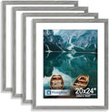 Hongkee 20x24 Picture Frame Set of 4, 20 x 24 Grey Wood Style(Mat 16x20) by Hongkee