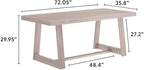 Plank+Beam 72 Inch Farmhouse Dining Table, Solid Wood Rustic Kitchen Table - Image 2