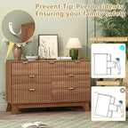 Wodeer 7 Drawer Fluted Dresser for Bedroom, Mid Century Modern Wooden Dresser with 7 Drawers, Dressers & Chests of Drawers with Metal Handle, TV Stand & Storage Organizer for Entryway, Hallway, Walnut - Image 6