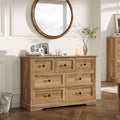 Farmhouse 7 Drawers Dresser for Bedroom with Charging Station,Wood Dressers by FFBCFDKFurnitureSet