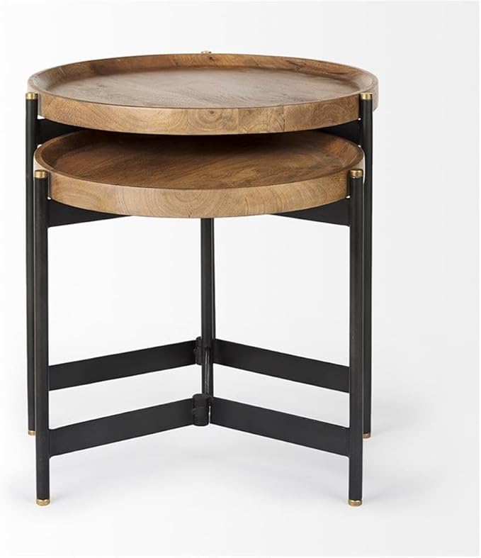 Pemberly Row Nesting Side Tables, 22.5Lx22.5Wx20.8H, Mango Wood Tray Tops - Image 3