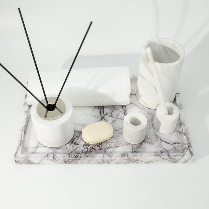 Real Luxurious Vanity Tray Natural Genuine Marble Storage Tray - Image 6