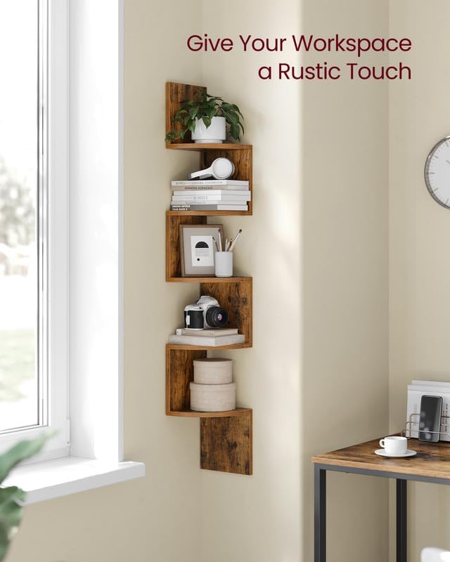 VASAGLE Corner Shelf Wall Mount, 5-Tier Floating Corner Bookshelf - Image 5