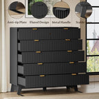 BORNOON 46" Tall Dresser for Bedroom, 10-Drawer Fluted Chest of Drawers, Modern Wood Highboy with Metal Slides and Handles, Anti-Tip Kit, Vertical Clothes Storage Organizer for Apartment, Closet - Image 4