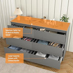 Vibe & Dine 6 Drawer Double Dresser, Modern Chest of Drawers with Wide Storage for Closet, Bedroom, Living Room (Grey) - Image 5