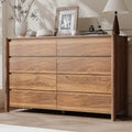 CHUWELL 55" Wide Walnut 8 Drawer Dresser for Bedroom with Solid Wood Legs by CHUWELLStorageCabinet