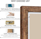 Hongkee 12x12 Picture Frame Set of 4 - Made of Glass and Rustic Brown Wooden Frame, Display Square Pictures 10x10 with Mat or 12 x 12 without Mat, Desktop & Wall Collage Photo Frame - Image 6