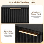 VINGLI Night Stand Set 2, Fluted Nightstands with Drawer, Mid Century Modern Nightstands Set of 2, Bedside Table, End Table, Wood Nightstand for Bedroom, Black, 15.75" W*11.81" D*21.85" H - Image 5
